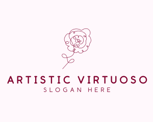 Pink Rose Flower  logo design