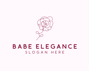 Pink Rose Flower  logo design