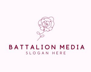 Pink Rose Flower  logo design