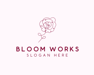 Pink Rose Flower  logo design