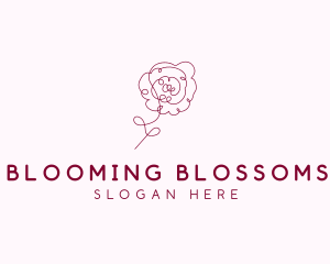 Pink Rose Flower  logo design