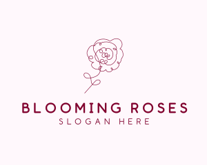 Pink Rose Flower  logo design