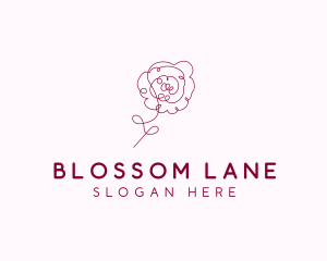 Pink Rose Flower  logo design