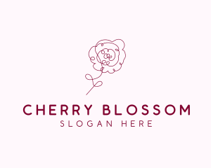 Pink Rose Flower  logo design