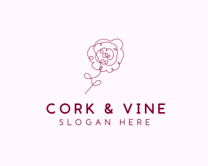 Pink Rose Flower  logo design