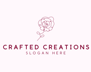 Pink Rose Flower  logo design