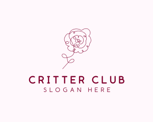 Pink Rose Flower  logo design