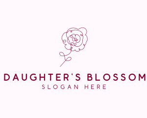 Pink Rose Flower  logo design