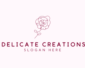 Pink Rose Flower  logo design