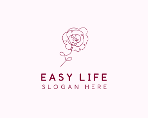 Pink Rose Flower  logo design