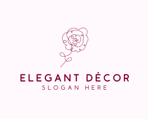 Pink Rose Flower  logo design