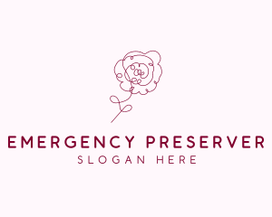 Pink Rose Flower  logo design