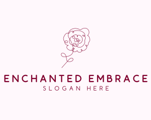 Pink Rose Flower  logo design