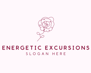 Pink Rose Flower  logo design