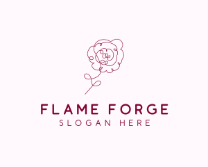 Pink Rose Flower  logo design