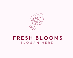 Pink Rose Flower  logo design