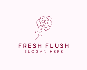 Pink Rose Flower  logo design