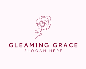 Pink Rose Flower  logo design