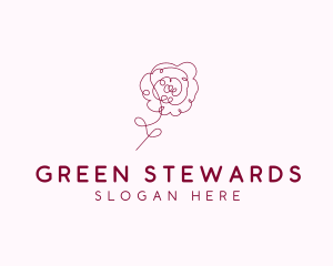 Pink Rose Flower  logo design