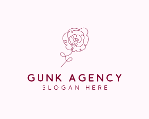 Pink Rose Flower  logo design