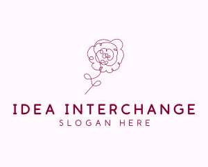 Pink Rose Flower  logo design