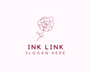 Pink Rose Flower  logo design