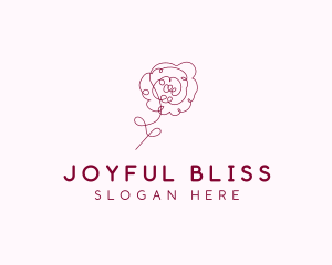 Pink Rose Flower  logo design