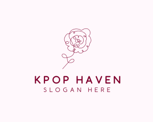 Pink Rose Flower  logo design