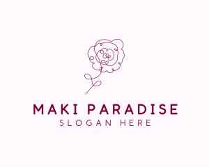 Pink Rose Flower  logo design