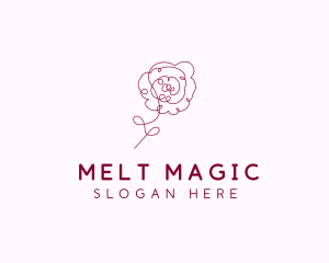 Pink Rose Flower  logo design