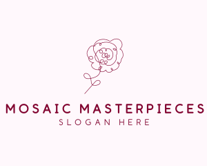 Pink Rose Flower  logo design