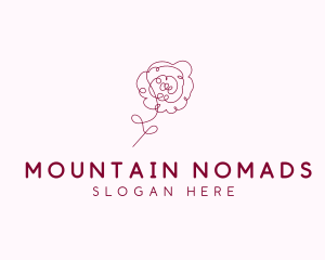 Pink Rose Flower  logo design