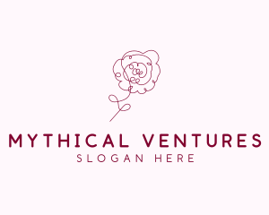 Pink Rose Flower  logo design