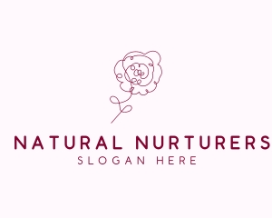 Pink Rose Flower  logo design