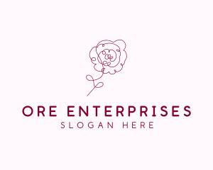 Pink Rose Flower  logo design