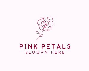 Pink Rose Flower  logo design