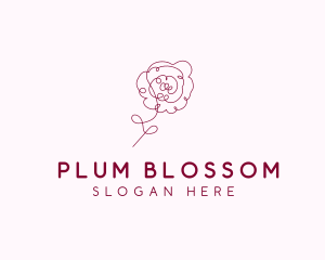 Pink Rose Flower  logo design