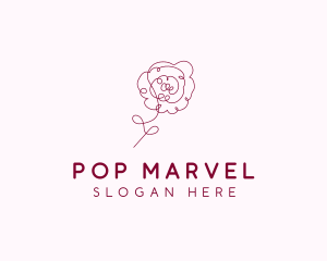 Pink Rose Flower  logo design