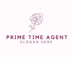 Pink Rose Flower  logo design