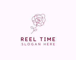 Pink Rose Flower  logo design