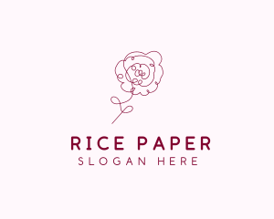 Pink Rose Flower  logo design