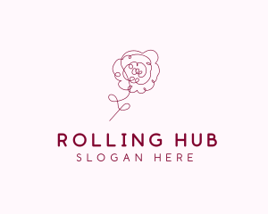 Pink Rose Flower  logo design