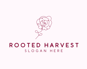 Pink Rose Flower  logo design