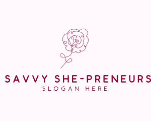 Pink Rose Flower  logo design