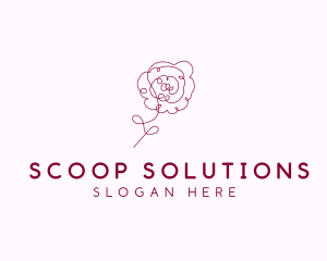 Pink Rose Flower  logo design