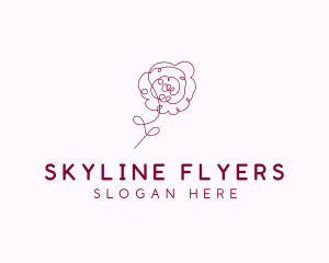 Pink Rose Flower  logo design