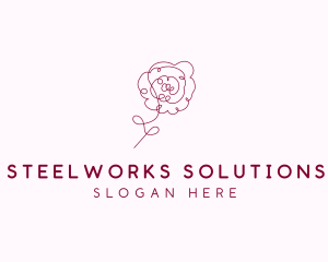 Pink Rose Flower  logo design