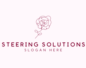 Pink Rose Flower  logo design