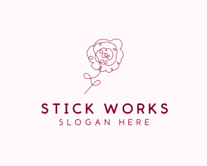 Pink Rose Flower  logo design