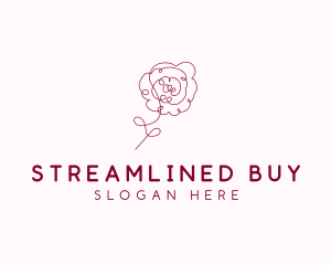 Pink Rose Flower  logo design